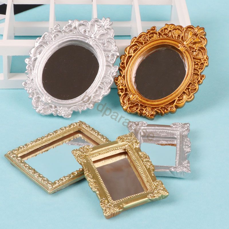 Miniature Frame Wall Room Mirror Dollhouse Dolls Furniture