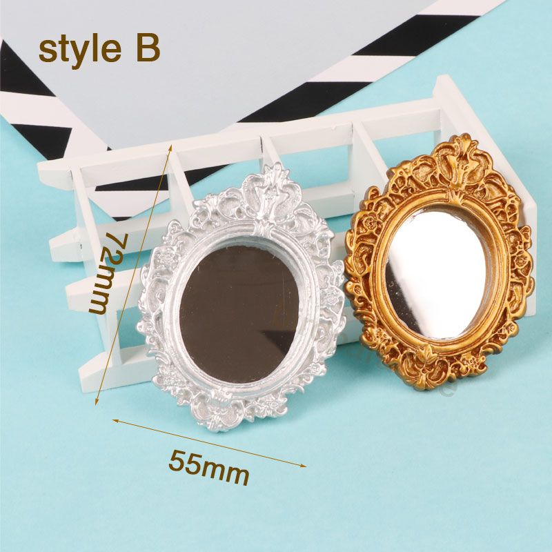 Miniature Frame Wall Room Mirror Dollhouse Dolls Furniture
