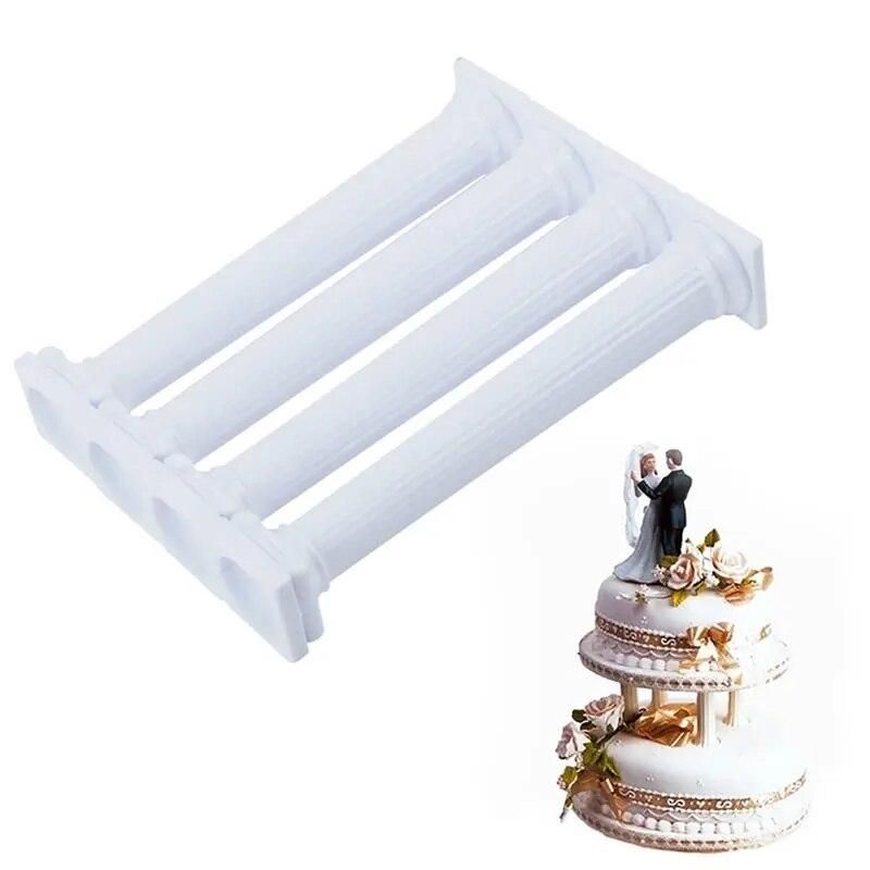 4PCS White Grecian Pillars Valentine's Day Cake Tier Separator Support Stand Decor Wedding Cake Stands Fondant Support Mold