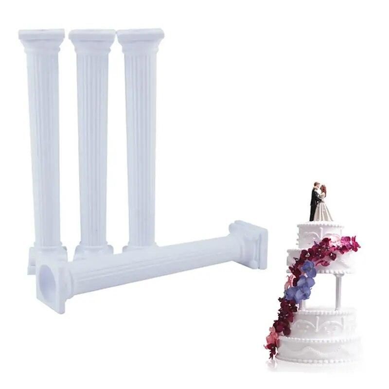 4PCS White Grecian Pillars Valentine's Day Cake Tier Separator Support Stand Decor Wedding Cake Stands Fondant Support Mold