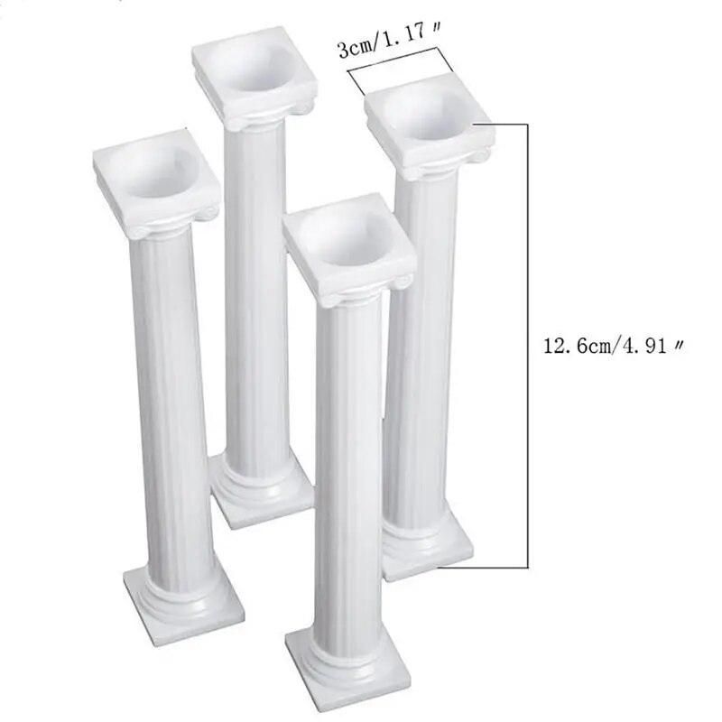 4PCS White Grecian Pillars Valentine's Day Cake Tier Separator Support Stand Decor Wedding Cake Stands Fondant Support Mold