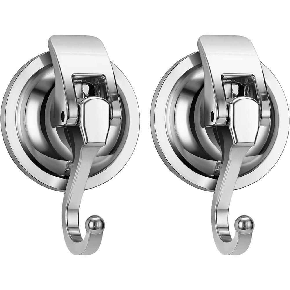 Suction cup hook strong punch-free vacuum sticky hook glass suction wall seamless bathroom bathroom kitchen rack Silver 2 cartons