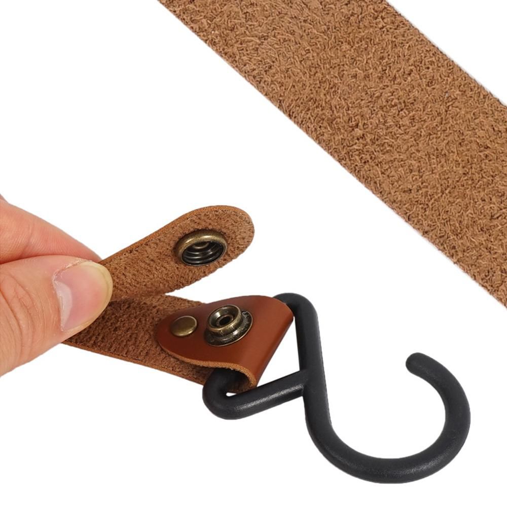 4 PCS Outdoor PU Hook Anti-Wear Metal Button Hanger Camping Hiking Picnic Pack Cookware Tableware Bag Hook