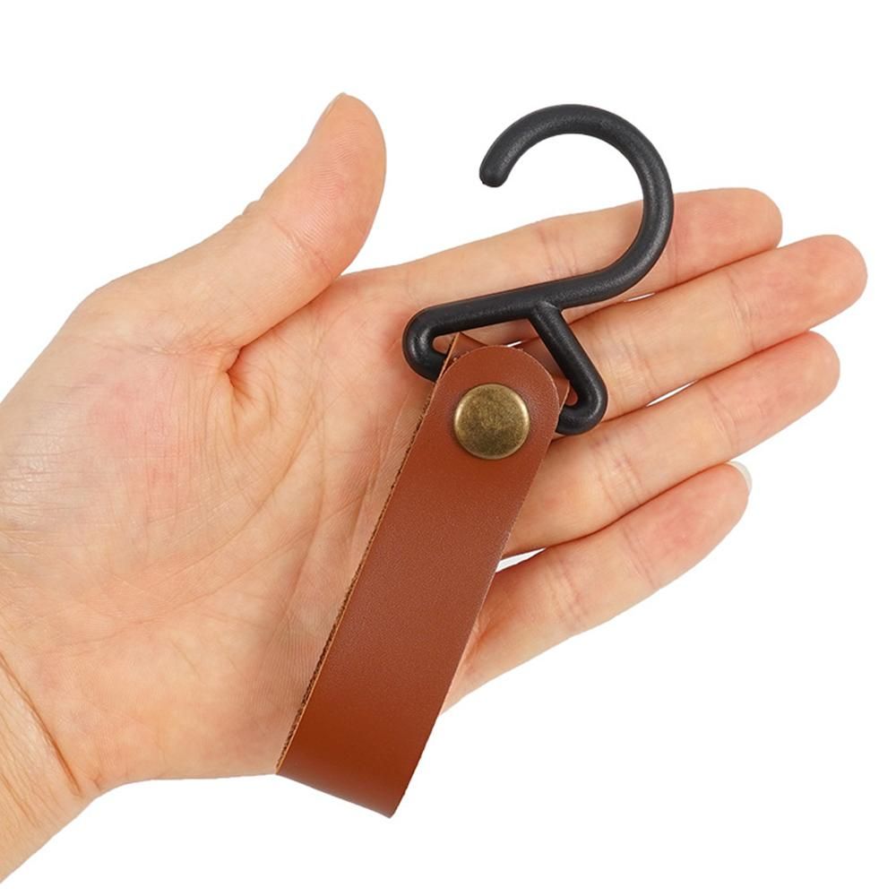 4 PCS Outdoor PU Hook Anti-Wear Metal Button Hanger Camping Hiking Picnic Pack Cookware Tableware Bag Hook