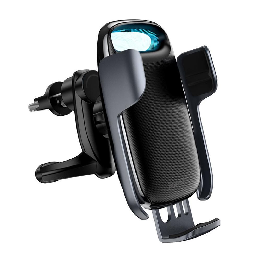 Baseus Wireless Car Charger 15W Fast Charging Auto-Clamping Car Mount LED Intelligent Auto Lock Electric Bracket Stable Quick Charge Phone Holder Windshield Dash Air Vent Phone Holder Compatible with iPhone 12/11/11 Pro/11 Pr