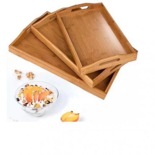 3 In 1 Bamboo Food Tray With Double Handles