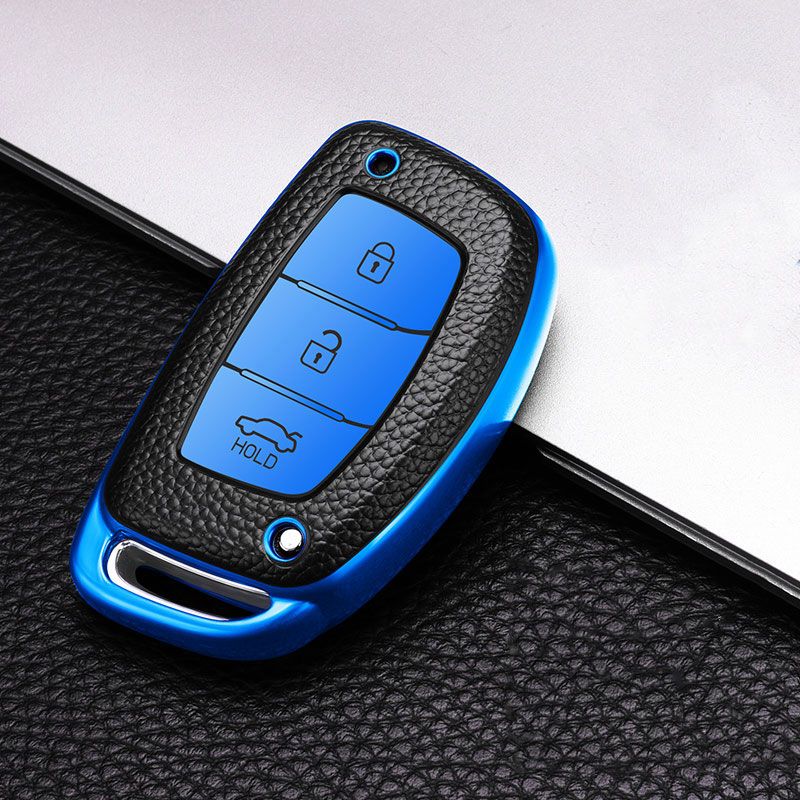 For Hyundai Elantra I20 I30 HB20 IX25 IX35 IX45 TUCSON Avante Leather TPU Car-type2 Blue