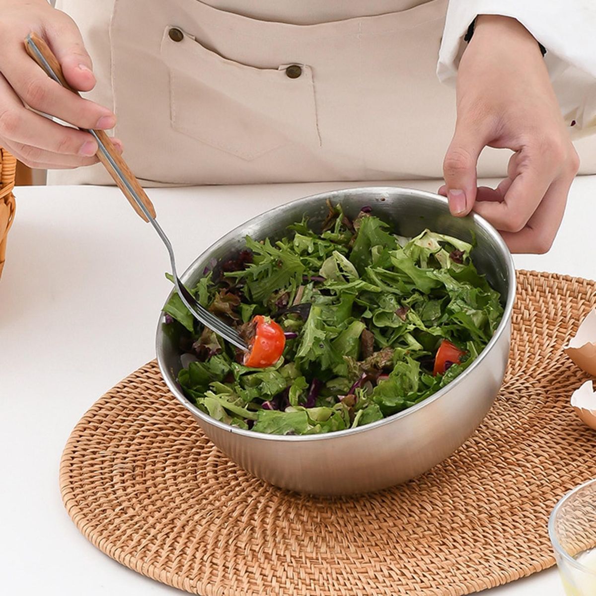 Soup Bowl Multifunctional Stainless Steel Salad Bowl Bpa-free Reusable Silver
