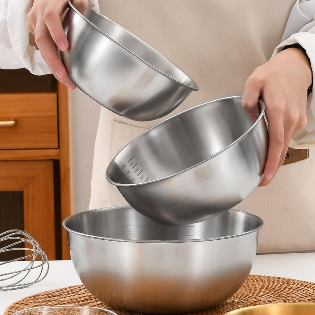 Soup Bowl Multifunctional Stainless Steel Salad Bowl Bpa-free Reusable Silver