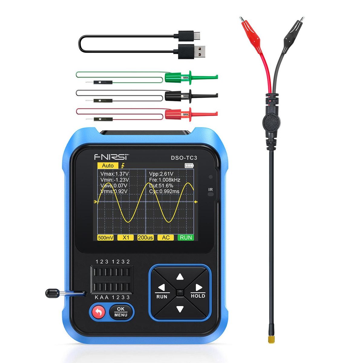 3 in 1 DSO-TC3 Portable Digital Oscilloscope USB Transistor Tester Mini 10MS/s Sampling Rate 0kHz Bandwidth LCR Detect Meter