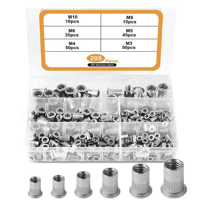 205x Rivet Nuts Rivnut Flat Head Threaded Rivet Insert Nutsert  Rivet