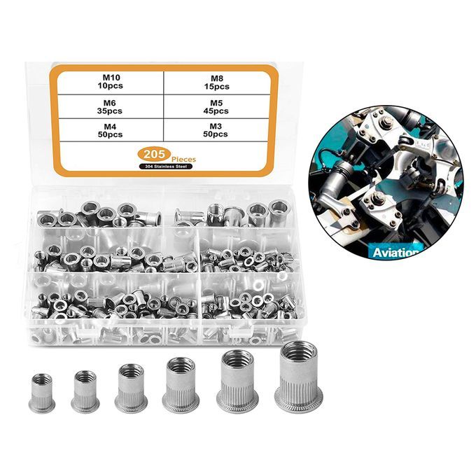 205x Rivet Nuts Rivnut Flat Head Threaded Rivet Insert Nutsert  Rivet