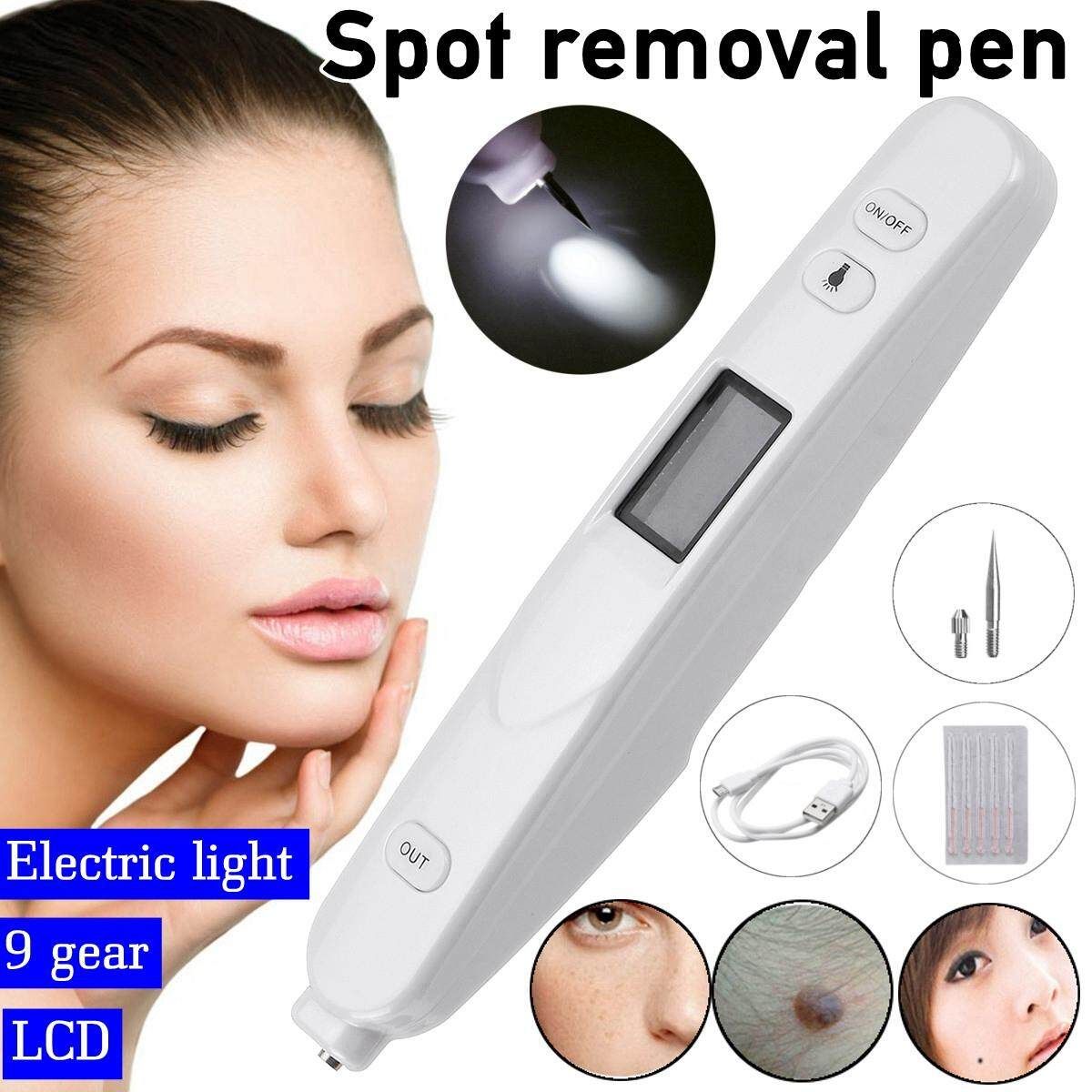 LCD 9 Gear Electric Laser Age Spot Pen Mole Warts Freckle Tattoo Scars Removal Antique White
