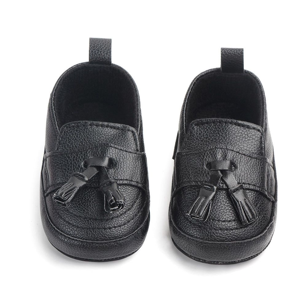 Baby Boy Shoe Loafers With Tassels - Black