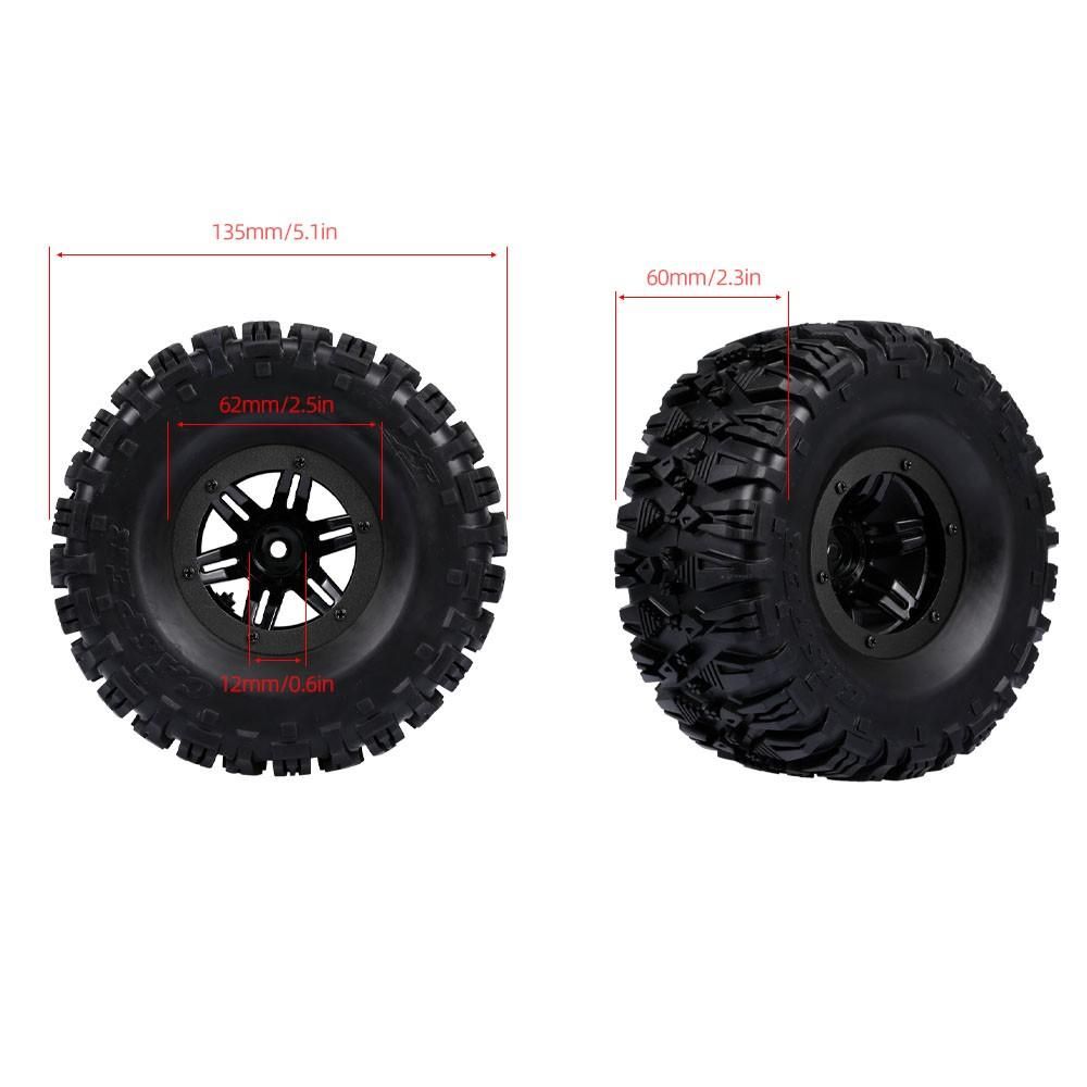 4pcs 135mm 2.2 Inch Rim Rubber Inflatable Tyre Tire Wheel for RC Car Traxxas HSP Redcat RC4WD Tamiya Axial SCX10 D90 HPI RC Rock Crawler