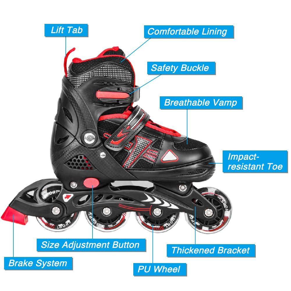 Adjustable Illuminating Inline Skates with Light Up Wheels for Kids and Youth Girls Boys Inline Skates