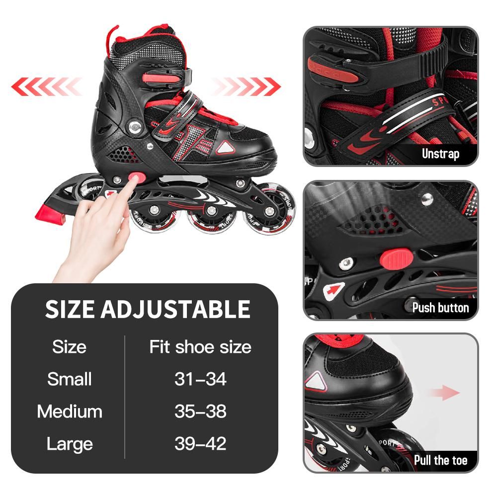 Adjustable Illuminating Inline Skates with Light Up Wheels for Kids and Youth Girls Boys Inline Skates