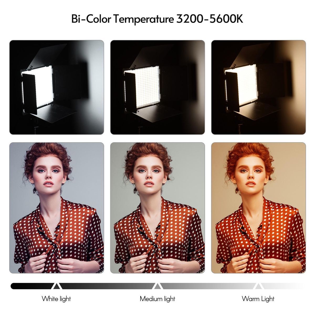 Andoer LED-600 LED Video Light Professional Photography Light Panel 600PCS Bright Light Beads Adjustable Bi-Color Temperature 3200-5600K Dimmable Brightness with Barndoor 1/4 Inch Screw Hole  Cold Shoe Ball Head for Outdoor P