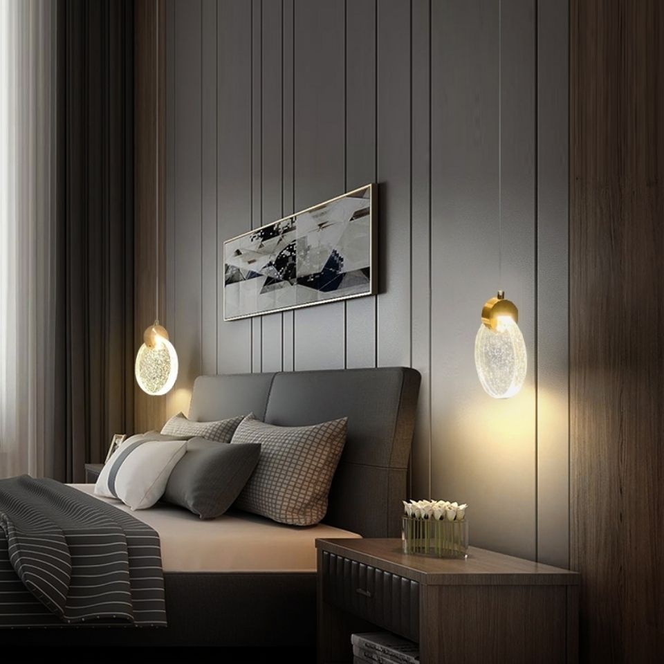 Gold Powder Water Drop Bedroom Bedside Chandelier Light