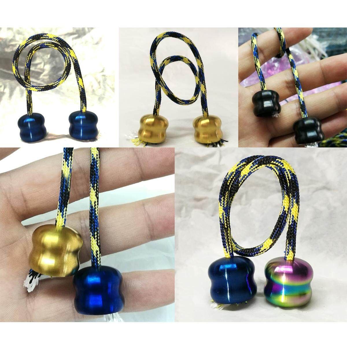 Stainless Steel Begleri Fidget Toy EDC Finger Skill Toy Stress Toy Worry Beads Blue   Gold