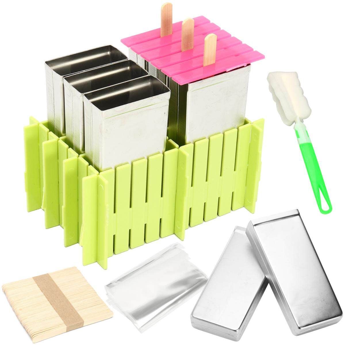 6 Mould Stainless Steel Mold Ice Lolly Popsicle Ice Holder Commercial 6 Flat Panel   Plastic Frame