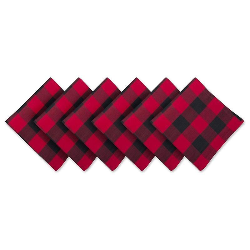 Cotton Oversized Basic Cloth for Daily Placement, Farmhouse Decoration, Family Dinner, Barbecue and Festive 51x51cm Red and Black