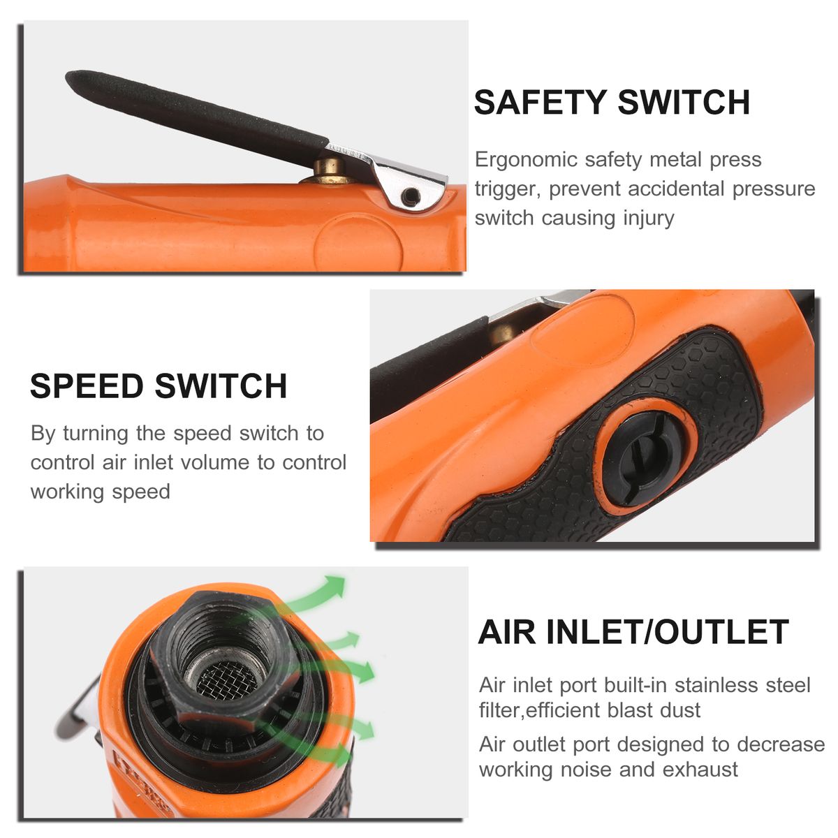 Mini Air Straight Die Grinder Set 20000RPM Pneumatic Air