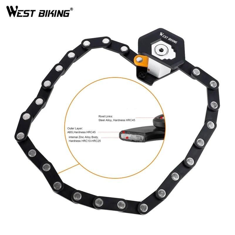 Foldable Bike Lock MTB Road Bicycle Hamburg Lock High Security Anti-Theft Scooter Electric Folding E-Bike Chain Lock Accessories