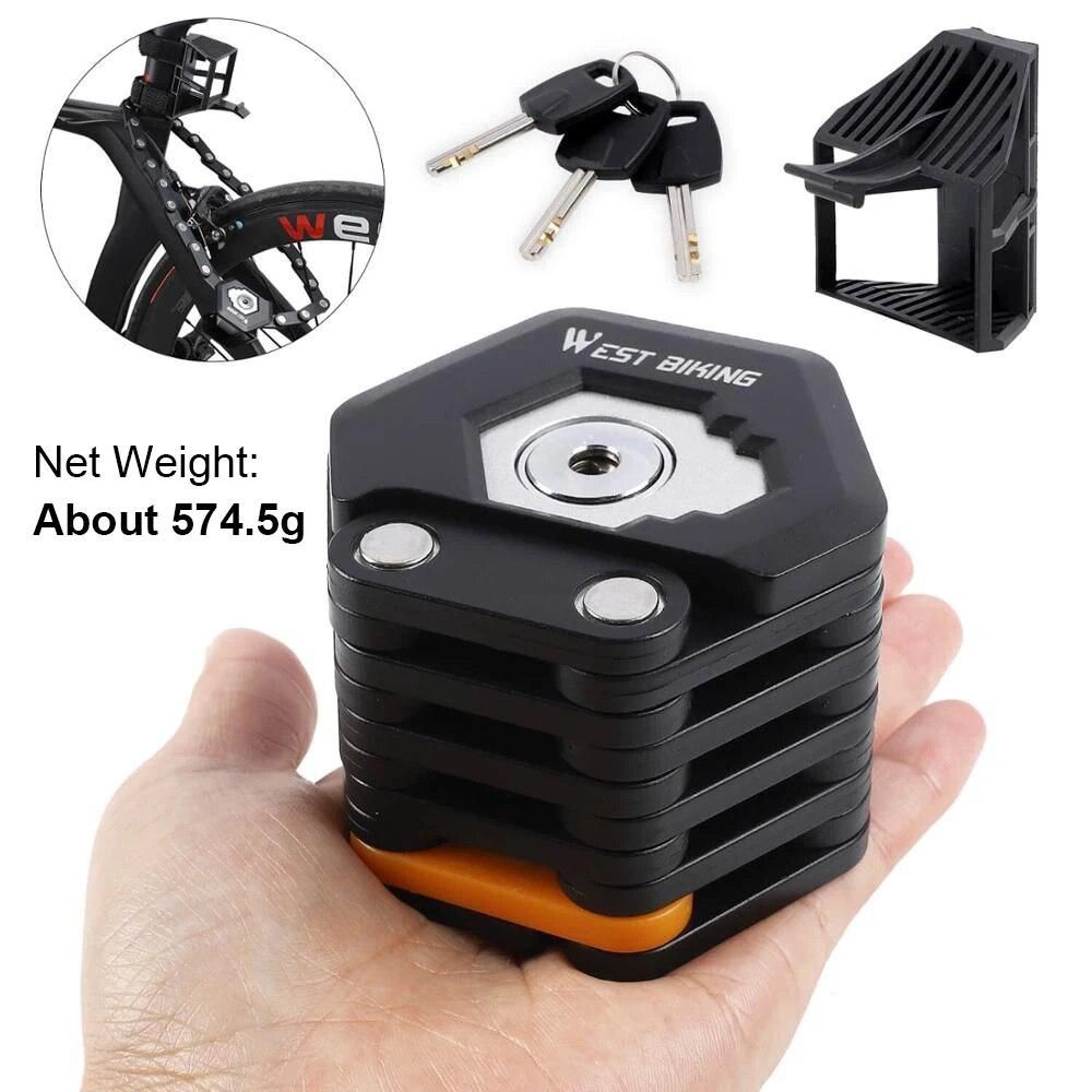 Foldable Bike Lock MTB Road Bicycle Hamburg Lock High Security Anti-Theft Scooter Electric Folding E-Bike Chain Lock Accessories