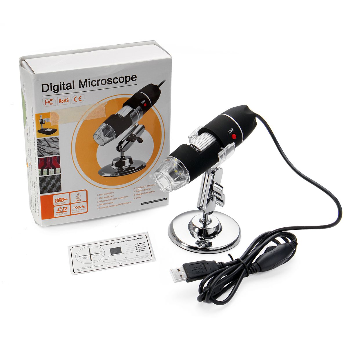 1600X Zoom 8 LED USB Digital Microscope Hand Held Endoscope With Bracket