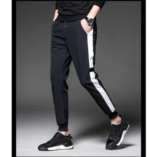 White Stripe Black Casual Joggers Pant