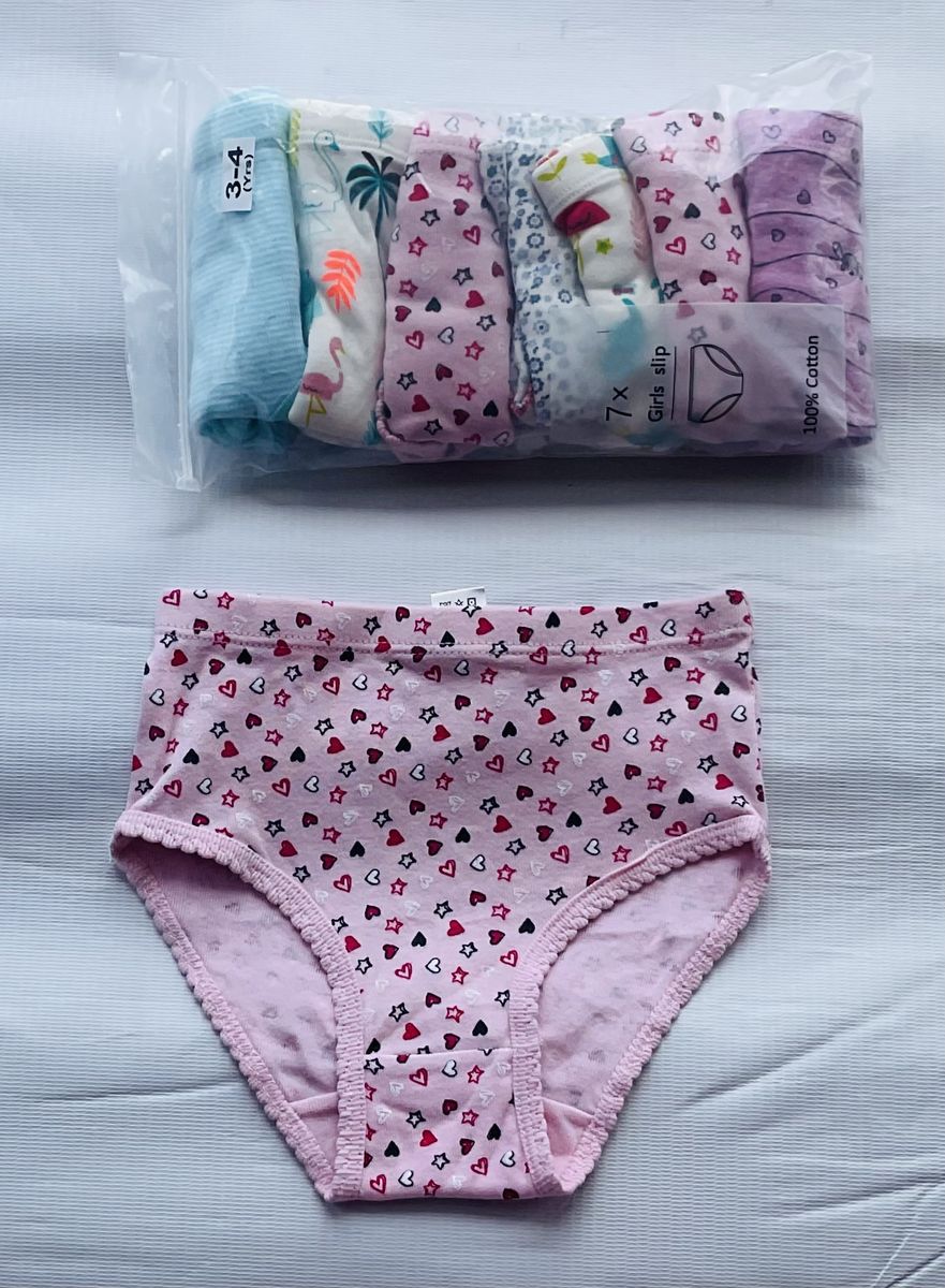 3-4 Yrs 7 Pack Colored Girls Briefs- A4