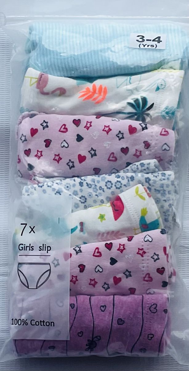 3-4 Yrs 7 Pack Colored Girls Briefs- A4