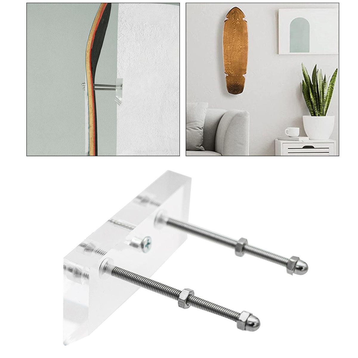 2X Skateboard Wall Mount Hanging Longboard Display Garage Rack Holder