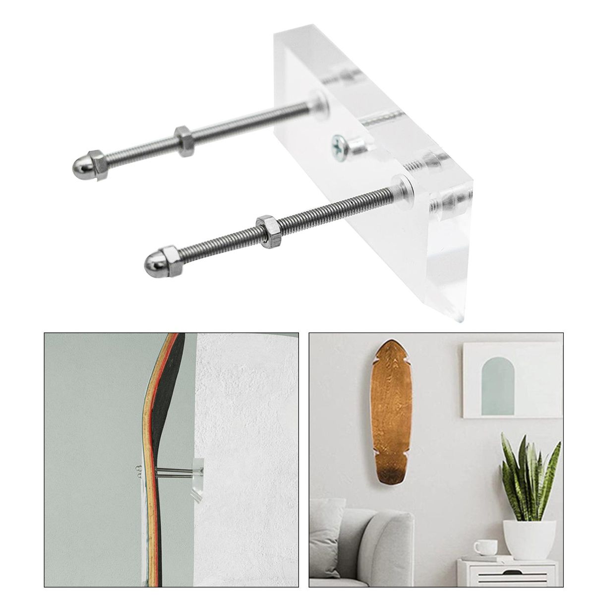 2X Skateboard Wall Mount Hanging Longboard Display Garage Rack Holder