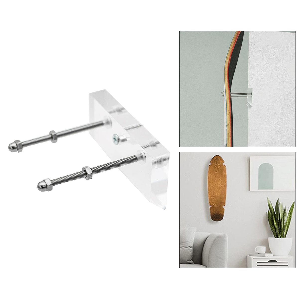 2X Skateboard Wall Mount Hanging Longboard Display Garage Rack Holder