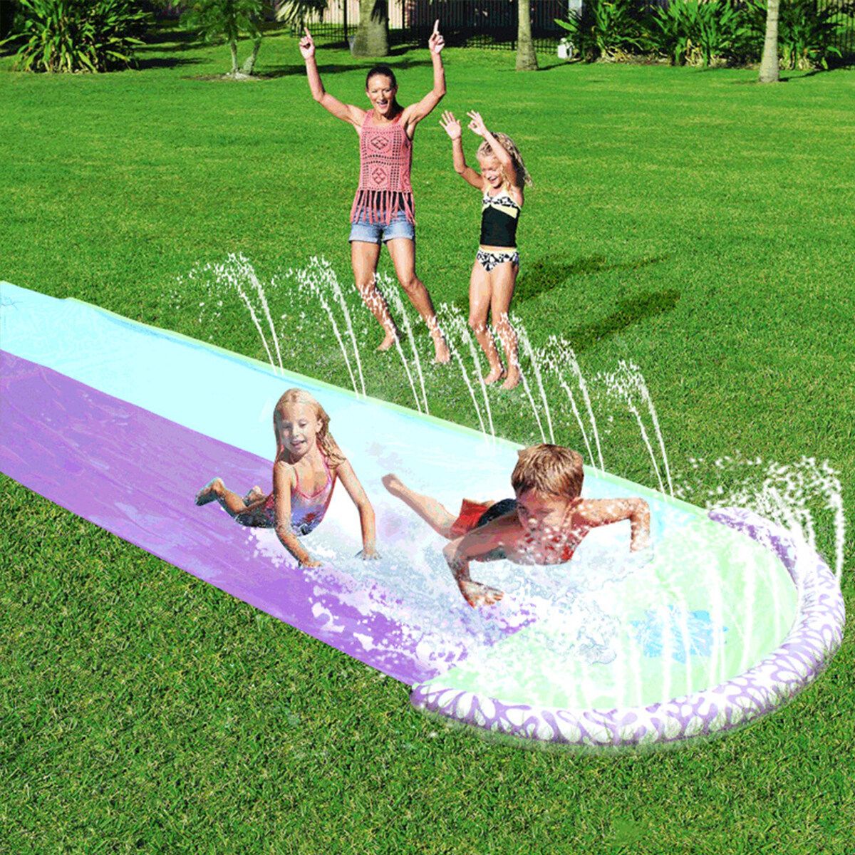 Summer Slip Water Slide Pool 4.8m Water Inflatable Outdoor Children Kids Fun Toy