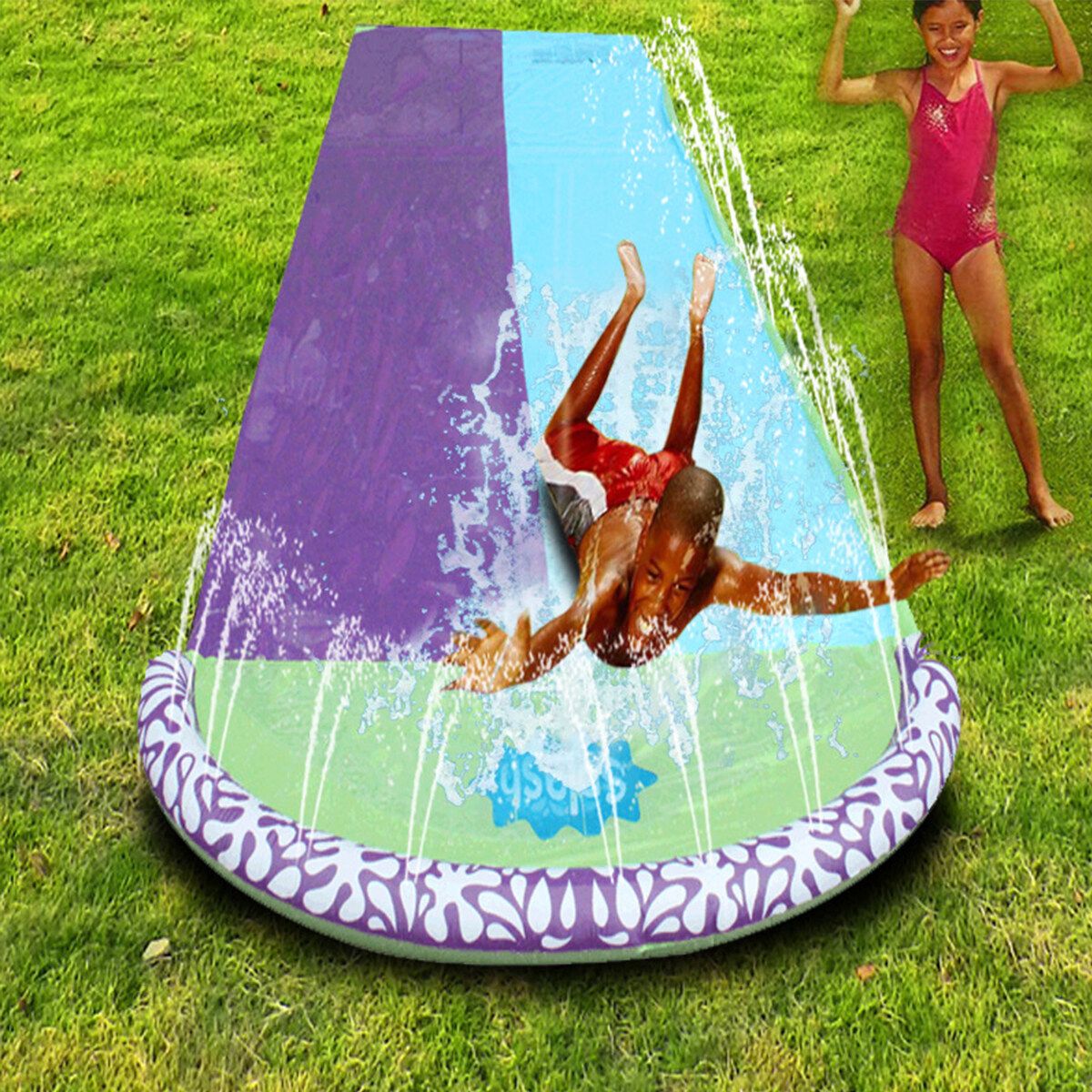 Summer Slip Water Slide Pool 4.8m Water Inflatable Outdoor Children Kids Fun Toy