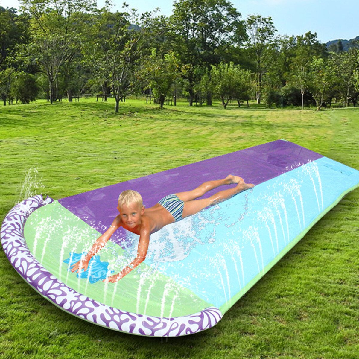Summer Slip Water Slide Pool 4.8m Water Inflatable Outdoor Children Kids Fun Toy
