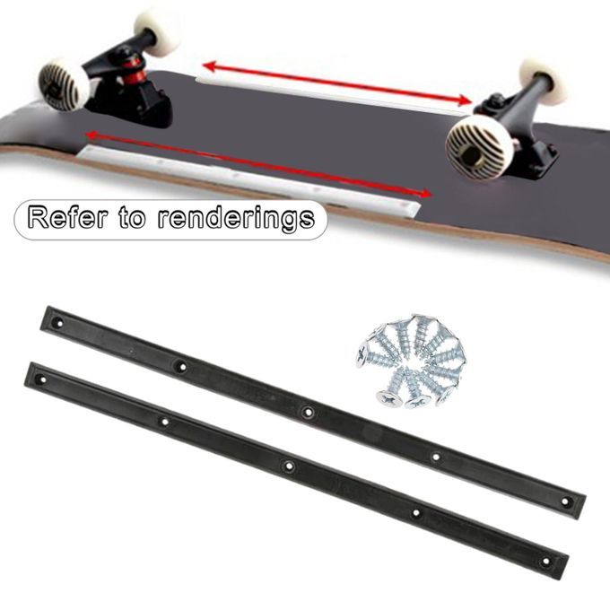 2x Skateboard Longboard Rails Guard Tail Guard Protection Rubber Black