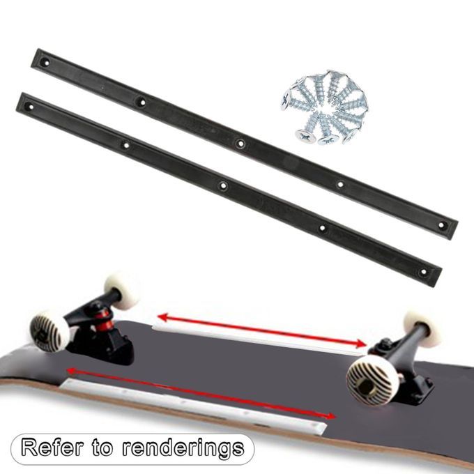 2x Skateboard Longboard Rails Guard Tail Guard Protection Rubber Black