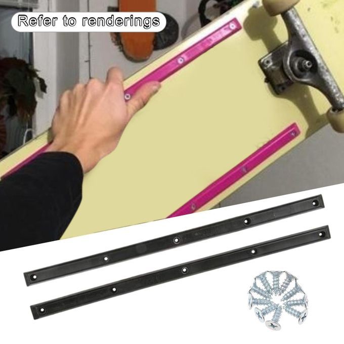 2x Skateboard Longboard Rails Guard Tail Guard Protection Rubber Black