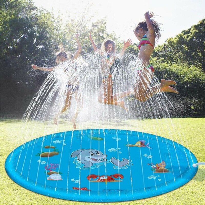 170cm Splash Sprinkler Water Play Mat Pad Inflatable Swimming Pool Spray Round Outdoor Garden For Kid Adult Family,Boys Backyard Summer Family Games