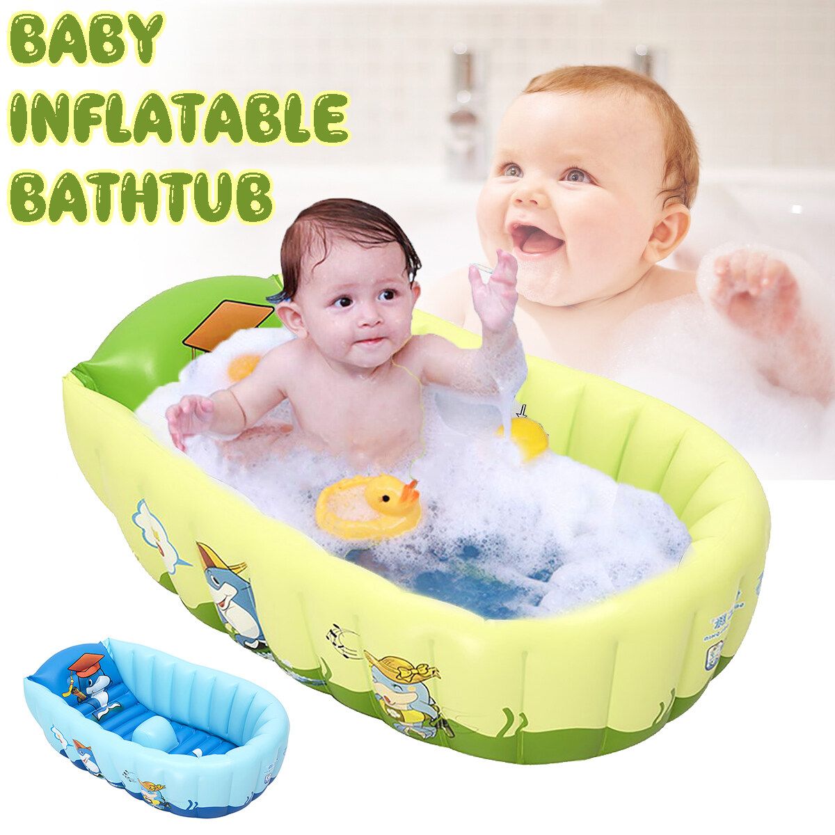 Baby Inflatable Bath Tub PVC Tubs Shower Bath Tub Set Portable Bathtub Children 's Household Small Baby Supplies Products Green
