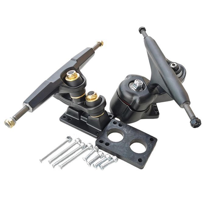 Skateboard Trucks 6.25 Inch Trucks 10mm Rise Pads  Set  Black