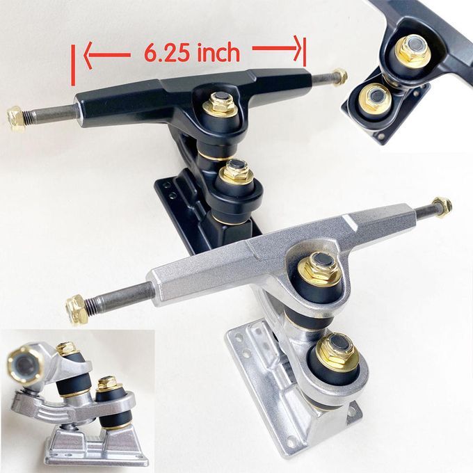 Skateboard Trucks 6.25 Inch Trucks 10mm Rise Pads  Set  Black