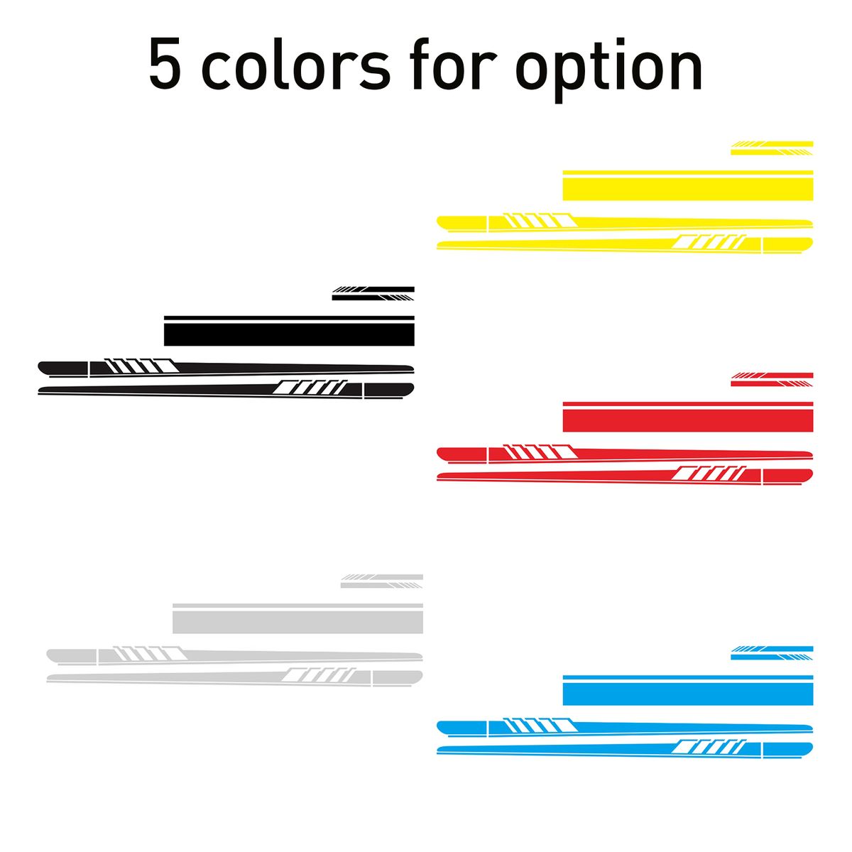 5Pcs Car Side Door Body Hood Rearview Mirror Decal Stripes