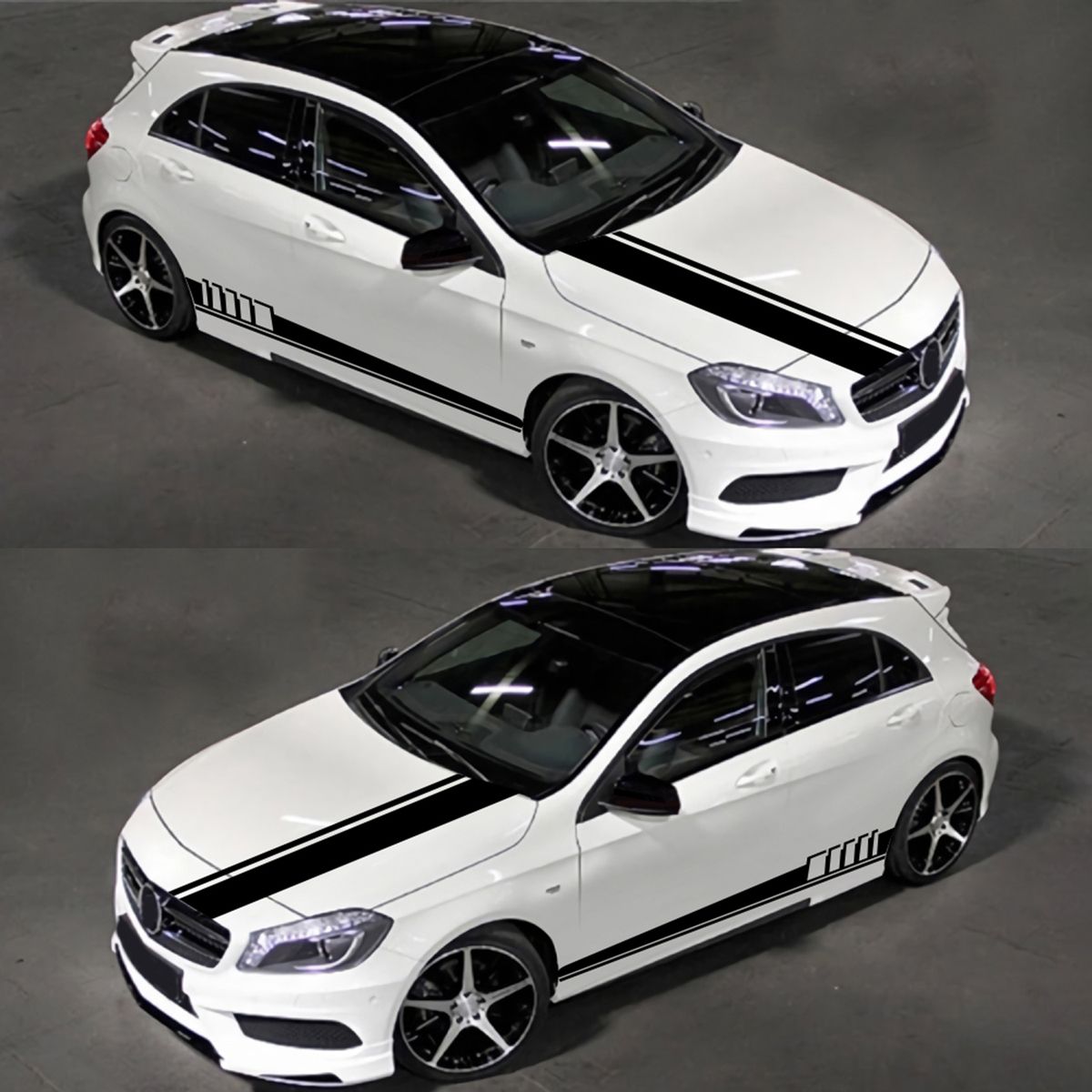 5Pcs Car Side Door Body Hood Rearview Mirror Decal Stripes