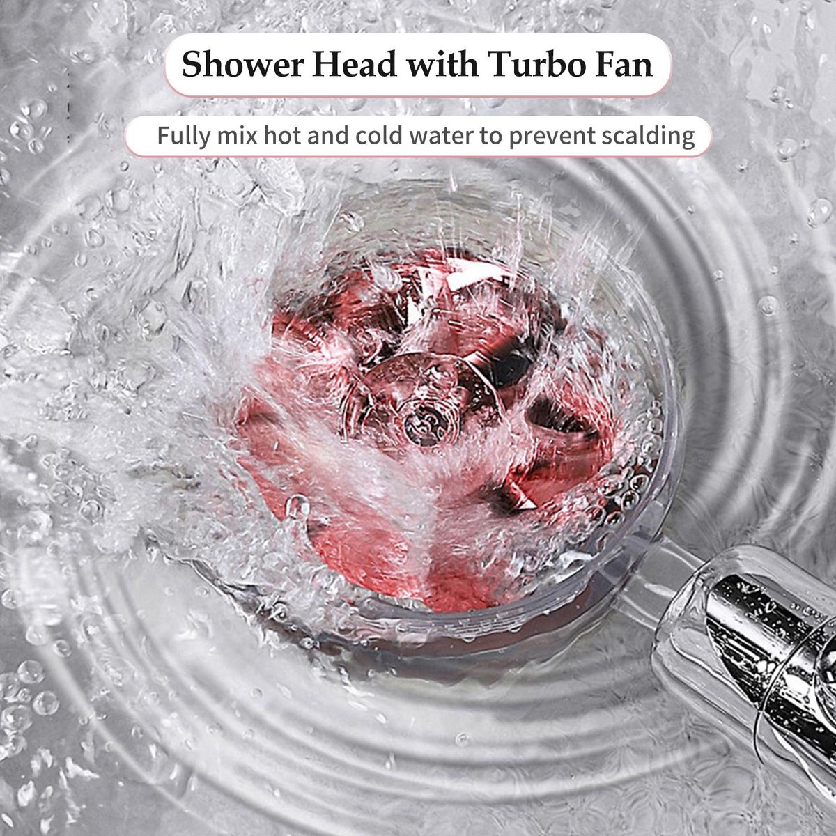 High Pressure Handheld Shower Head with 1.5m Hose Bracket Turbo Fan ON/Off Pause Switch Water Saving Showerhead G1/2 Rotating Bathroom Shower Head