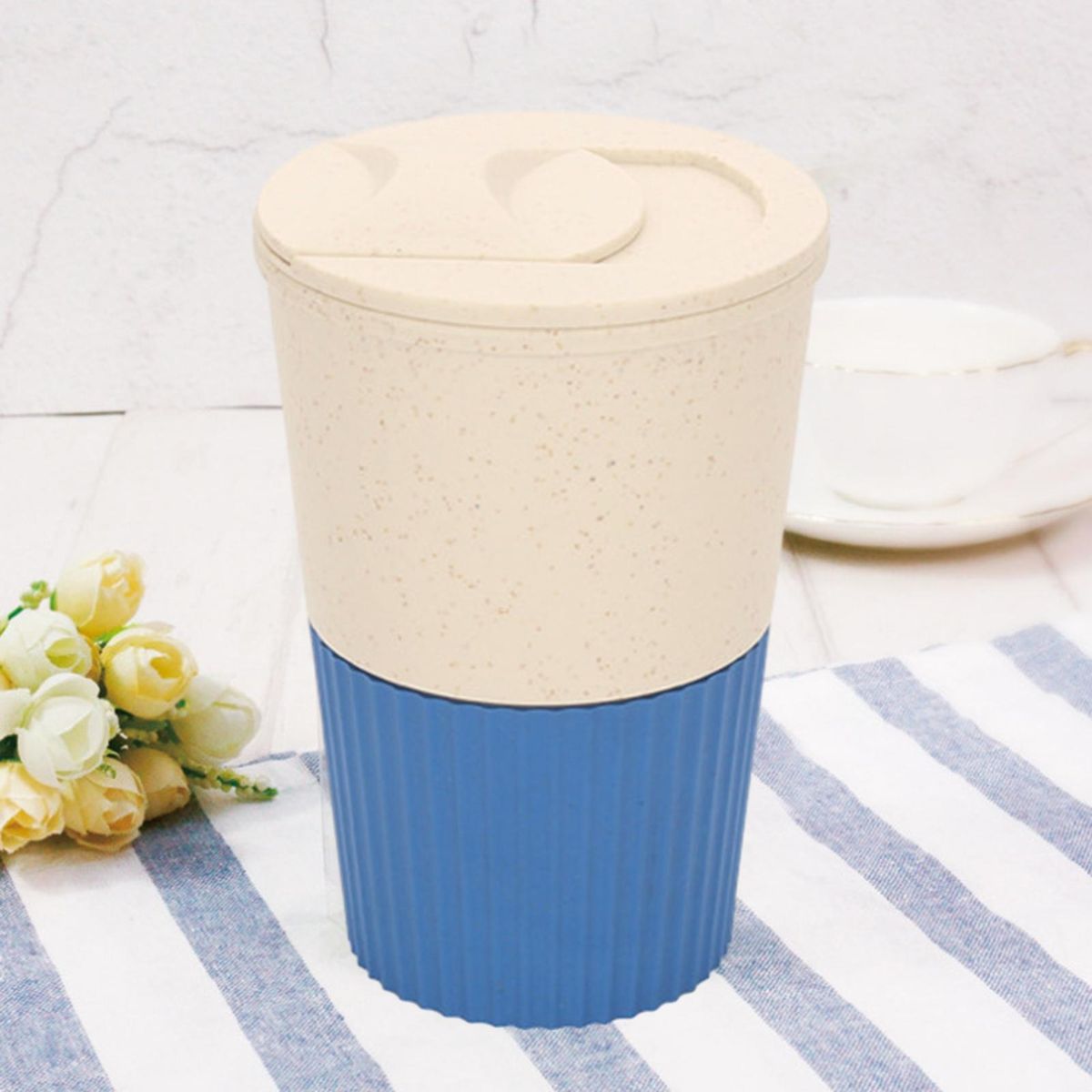 Easy-grip Coffee Cup Thick Leakproof 380ml Travel Mug with for Outdoor Blue